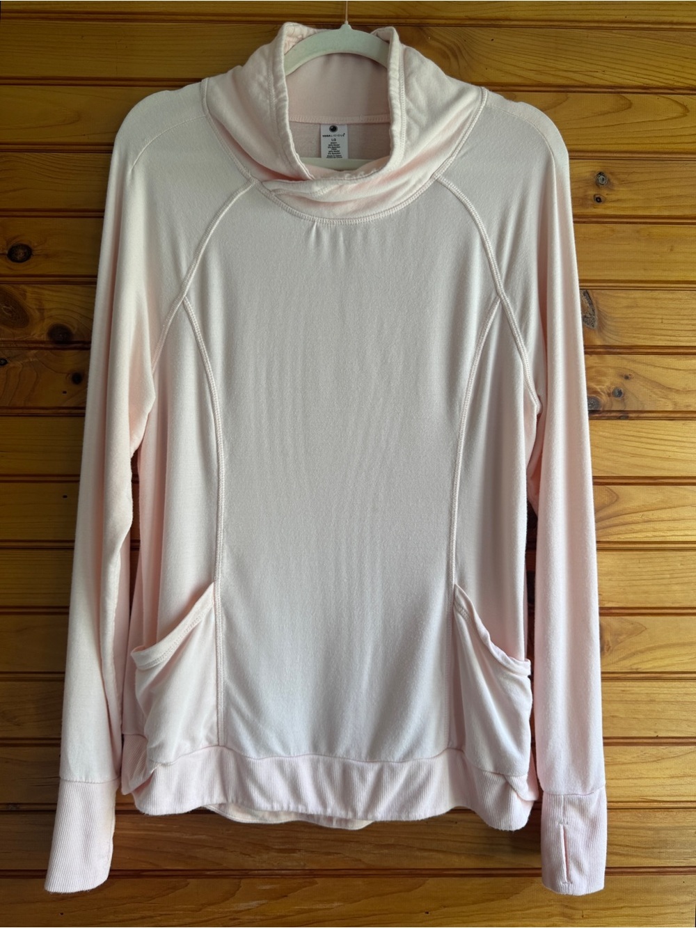 Yogalicious Large Ballerina Pink Cowl Neck Pullover Thumbhole Modal Sweatshirt